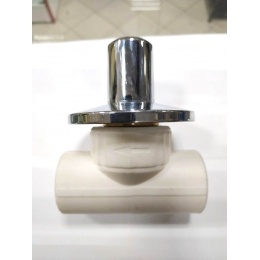 Вентиль 25 мм Valfex PP-R белый хром прямой внутренний-внутренний, для полипропиленовых труб