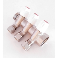 Коллектор распределительный 1"х16мм с 3 отводами Vieir VR613 с евроконусами, белые вентили