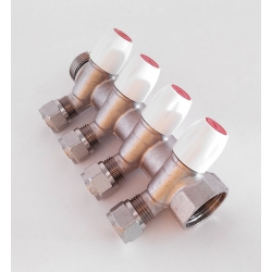Коллектор распределительный 1"х16мм с 4 отводами Vieir VR614 с евроконусами, белые вентили