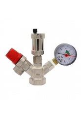 Группа безопасности 1" Vieir 3bar мини никель c воздухоотводчиком, предохранительным клапаном, маном