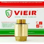 Клапан обратный 1"вр ↑ х 1"нр Vieir пружинный муфтовый с металлическим седлом