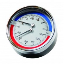 Термоманометр аксиальный Vieir 80мм, 10bar, 120°C, 1/2", с автоматическим запорным клапаном