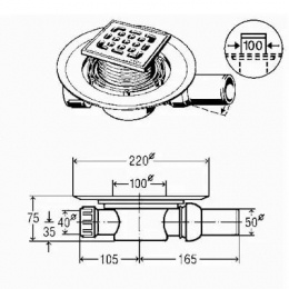 Трап с изоляцией, фланцем, гидрозатв., реш. 100х100 Viega