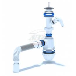 Сифон А2005 для мойки Ани 1 1/2*40 Грот с носиком, с гофрой 40х40