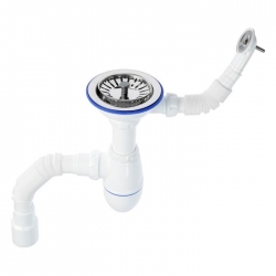 Сифон B426P с круглым переливом UNICORN с гофрой 40*40*50  (винт, шток, ручка - пластик)