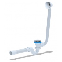 Сифон EC155GS для ванны Ани прямоточный, выпуск 40, Click-Clack, перелив, грибок-сетка, гибкая труба