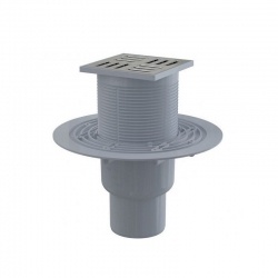 Трап вертикальный 105х105/50/75, решетка – нержавеющая сталь, гидрозатвор