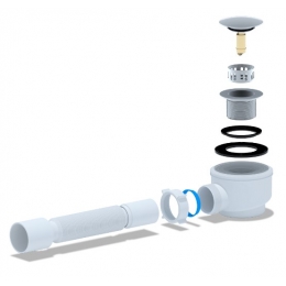 Сифон Е415CLS для душевого поддона 50*40 Сlick-Clack (сетка) с гофрой 40*50  АНИ пласт