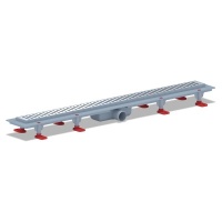 Трап линейный пласт. СУХОЙ 850*62 вып. 40мм, стальн. нерж решетка глянец Бимс АНИ пласт