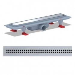 Трап линейный пласт. СУХОЙ 450*62 вып. 40мм, стальн. нерж решетка глянец Риф АНИ пласт