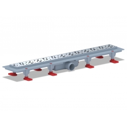 Трап линейный пласт. СУХОЙ 650*62 вып. 40мм, стальн. нерж решетка глянец Бриз АНИ пласт