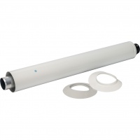 Дымоход коаксиальный STOUT 60/100, конечный участок 830 горизонт. проход с пласт. оголовком