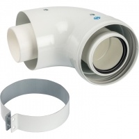 Адаптер конденсационный 90° DN60/100 м/п PP-FE c хомутом (совместим. с Vaillant, Ariston) STOU
