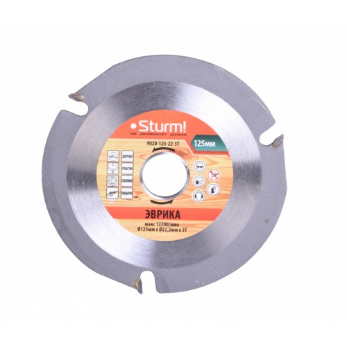 Пильный диск Эврика по дереву для УШМ, размер 125x22x3 зуба, 9020-125-22-3T Sturm! купить в интернет магазине Санрай73