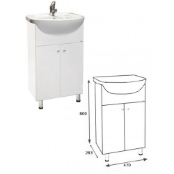 Подстолье Глория 50 (белый) 2 двери под раковину Ладога-50 СТК