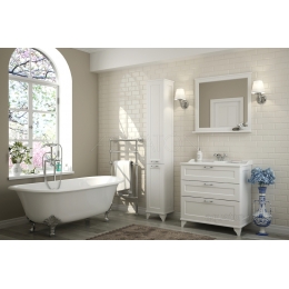 Тумба АКВАТОН Леон 80 Н дуб белый, под раковину Фабиа 80