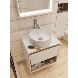 Тумба под раковину LOUNA 60 со столешницей подвесная (SZ-LOU60-BL/Wh), белая, Сорт1