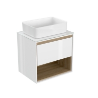 Тумба под раковину LOUNA 60 со столешницей подвесная (SZ-LOU60-BL/Wh), белая, Сорт1