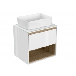 Тумба под раковину LOUNA 60 со столешницей подвесная (SZ-LOU60-BL/Wh), белая, Сорт1
