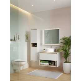 Тумба под раковину LOUNA 80 со столешницей подвесная (SZ-LOU80-BL/Wh), белая, Сорт1