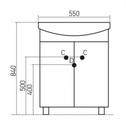 Тумба Mixline Стандарт-55 под умывальник Арго- 55