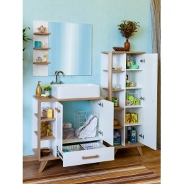 Тумба Ингрид-80 R (ШвБ) под раковину Plaza-55/36 (комплект) Sanflor