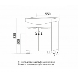 Тумба Mixline Этьен-55 под умывальник Элеганс-55
