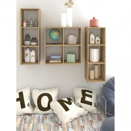 Стеллаж Mixline 368х1072х330 дуб табачный, 3 ячейки, ЛДСП