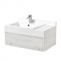 Тумба под раковину Aquaton Сакура 80 ольха наварра, белый глянец 1A236401SKW80