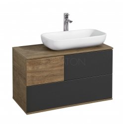 Тумба АКВАТОН Терра 85 подвесная дуб кантри/антрацит