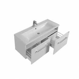 Тумба АКВАТОН Мадрид 100 М белый 2 ящика, под раковину Премьер 100
