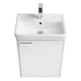 Тумба АКВАТОН Йорк 50 М белый глянец/выбеленное дерево