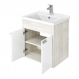 Тумба АКВАТОН Флай 60 белый, дуб крафт под раковину Миранда-60