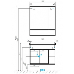 Тумба АКВАТОН Флай 80 белый, дуб крафт под раковину Миранда-80
