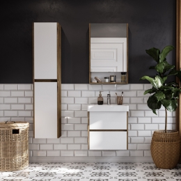 Тумба Акватон Сканди 55 Белый/Дуб Рустикальный под раковину  Адриана 55