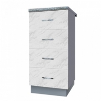 Кухонный рабочий стол 40 белый мрамор, ЛДСП, 4 ящика