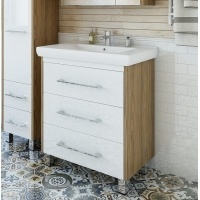 Тумба Ларго-60 белый, вяз швейцарский , под раковину Фостер-60 Sanflor