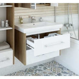 Тумба Ларго-70.2 белый, вяз швейцарский, под раковину Фостер-70/Тигода 70/Q70