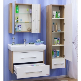 Тумба Ларго 2-80 белый,вяз швейцарский ,под раковину Тигода-80 Sanflor