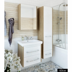 Тумба Ларго-60.2 белый, вяз швейцарский, под раковину Фостер-60 Sanflor