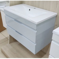 Тумба SANRAY М1-Потай (80)(подв)(2ящ) (серая) под раковину М1