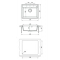 Кухонная мойка Lemark HANKA 570 кварцгранит, прямоугольная, серый шелк