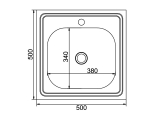 Мойка для кухни MIXLINE 500х500 мм, накладная, толщина 0,4 мм