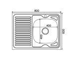 Мойка для кухни MIXLINE 600х800 мм, накладная, толщина 0,6 мм, правая