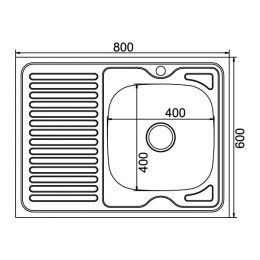 Мойка для кухни MIXLINE 600х800 мм, накладная, толщина 0,6 мм, правая