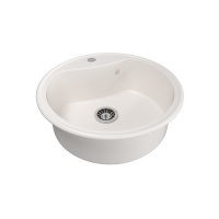 Мойка для кухни Mixline ML-GM09, 490ММ (глубина чаши 185) круглая, белая (331)