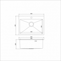 Мойка для кухни MIXLINE PRO 60х45 (3,0) настольный монтаж, вып 3 1/2 22см с сифоном, сатин