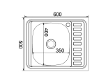 Мойка для кухни MIXLINE 500х600 мм, левая, накладная, толщина 0,8 мм