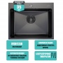 Мойка для кухни MIXLINE PRO 53х43х22 (3,0) настольный монтаж,  вып 3 1/2, сифон, графит черный