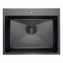 Мойка для кухни MIXLINE PRO 53х43х22 (3,0) настольный монтаж,  вып 3 1/2, сифон, графит черный